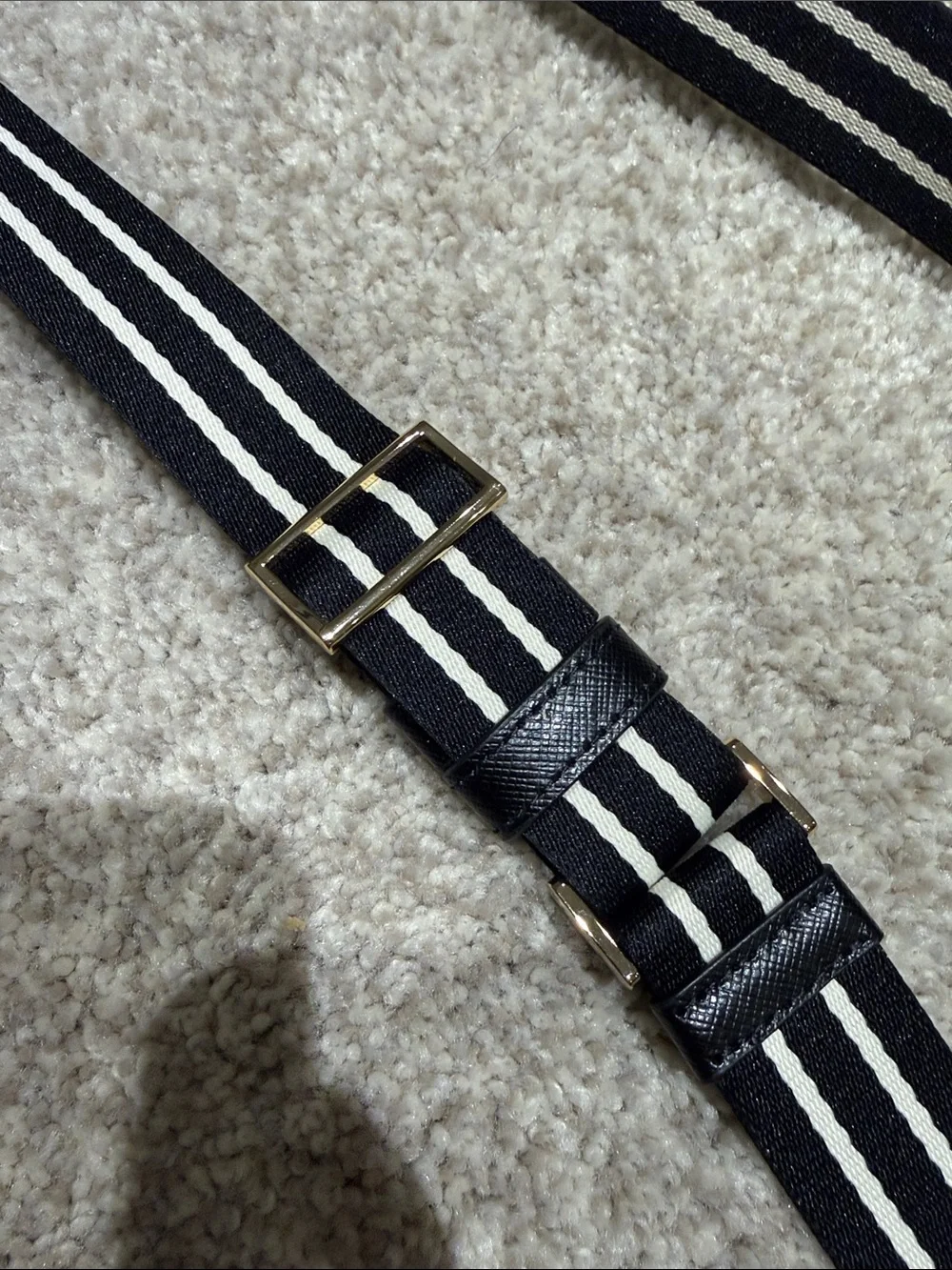 NWOT kate spade Black and cream Striped Strap Crossbody Camera Bag